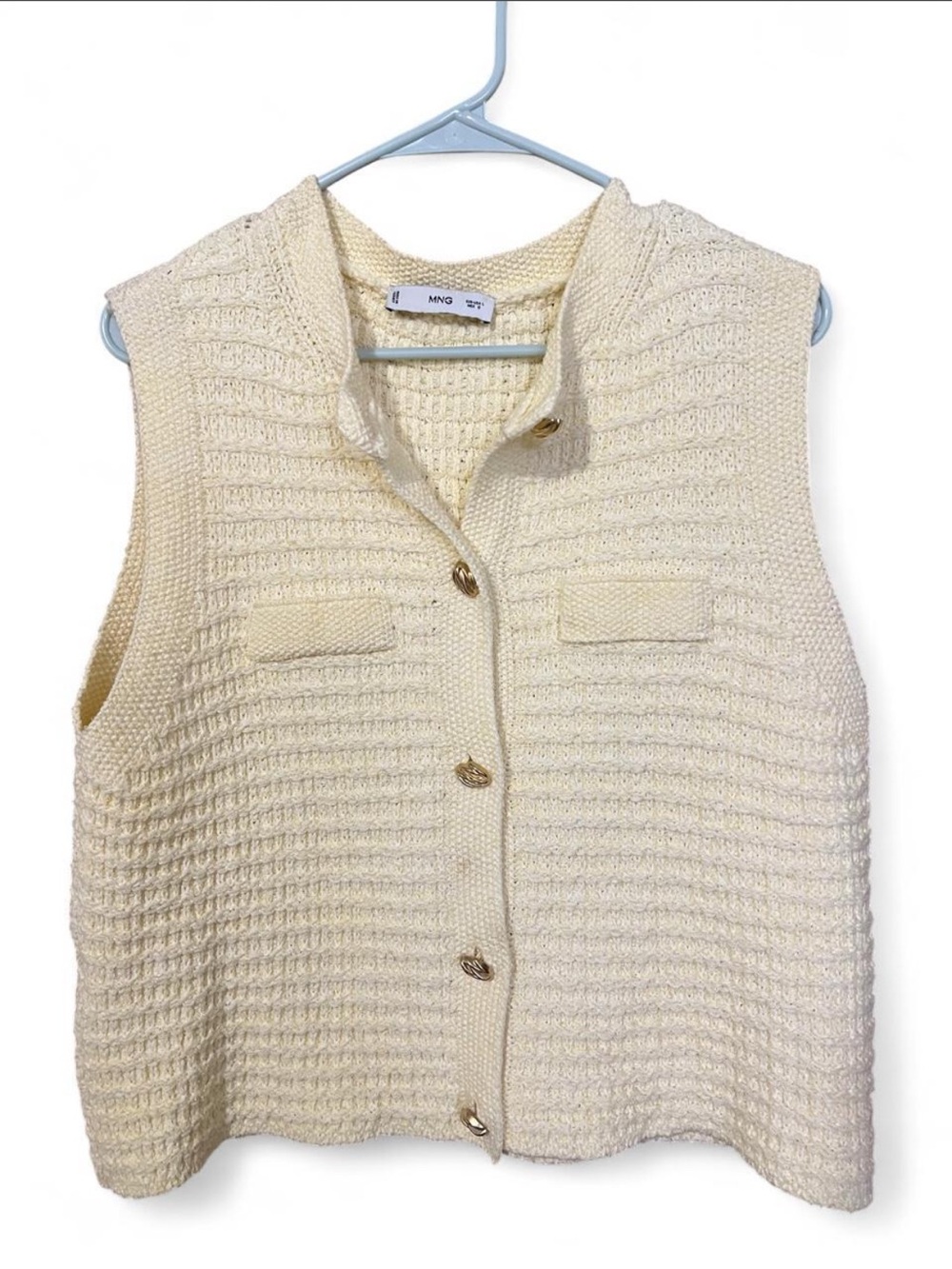 Mango Butter Yellow Textured Knit Button-Up Vest
